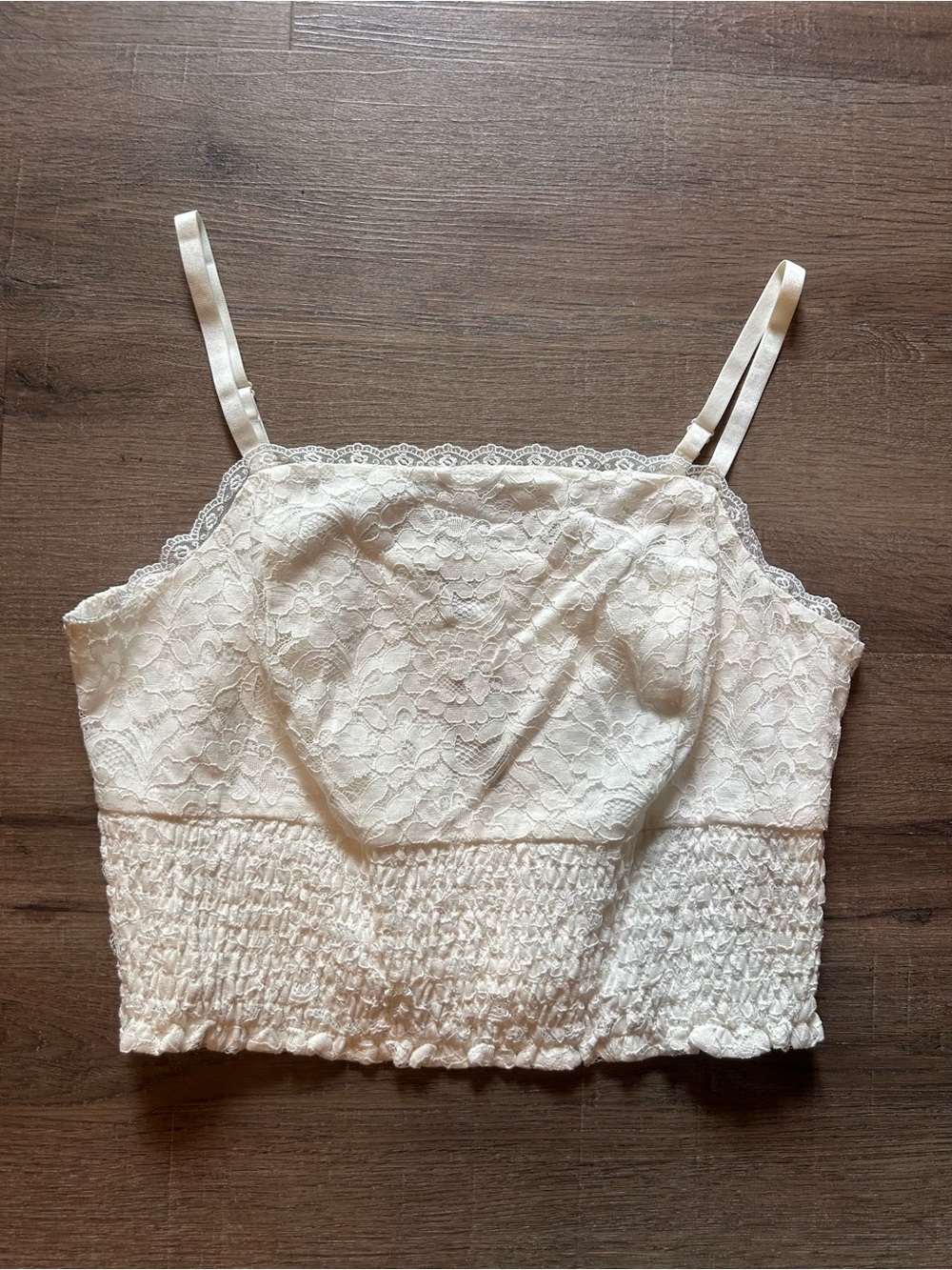 Torrid Corset Top Womens Plus 1X Ivory Floral Lace Smocked Bustier Garters - Picture 2 of 7